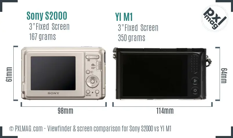 Sony S2000 vs YI M1 Screen and Viewfinder comparison
