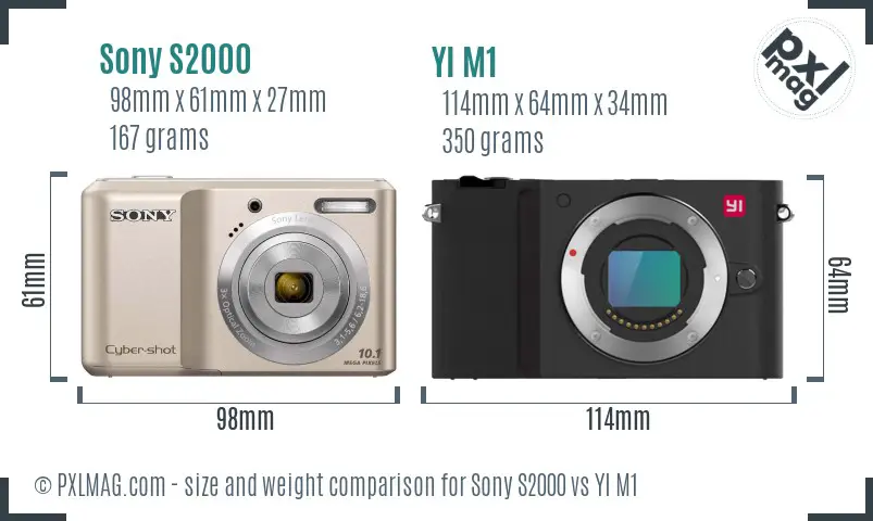 Sony S2000 vs YI M1 size comparison
