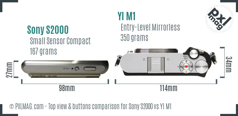 Sony S2000 vs YI M1 top view buttons comparison