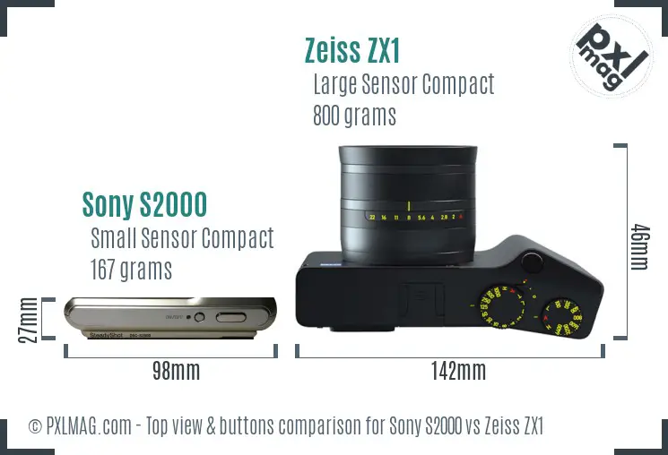 Sony S2000 vs Zeiss ZX1 top view buttons comparison
