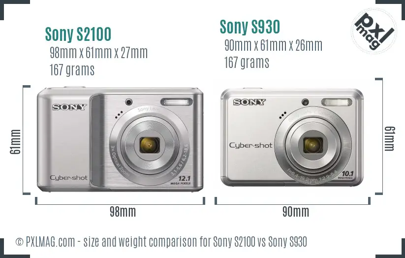 Sony S2100 vs Sony S930 size comparison