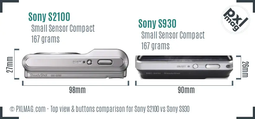 Sony S2100 vs Sony S930 top view buttons comparison