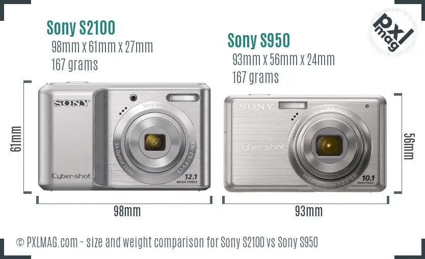 Sony S2100 vs Sony S950 size comparison