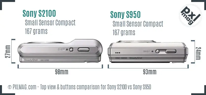 Sony S2100 vs Sony S950 top view buttons comparison