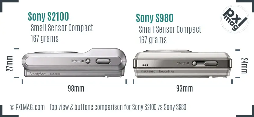 Sony S2100 vs Sony S980 top view buttons comparison