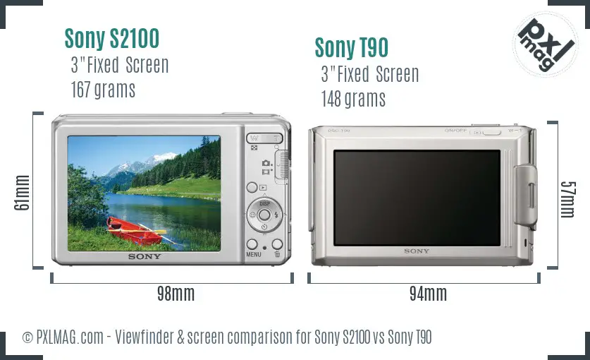 Sony S2100 vs Sony T90 Screen and Viewfinder comparison