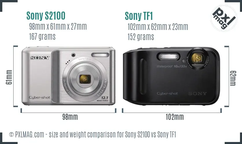 Sony S2100 vs Sony TF1 size comparison