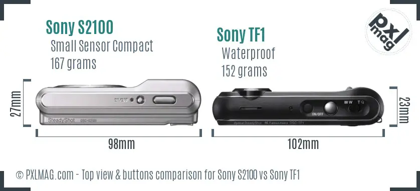 Sony S2100 vs Sony TF1 top view buttons comparison
