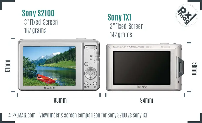 Sony S2100 vs Sony TX1 Screen and Viewfinder comparison