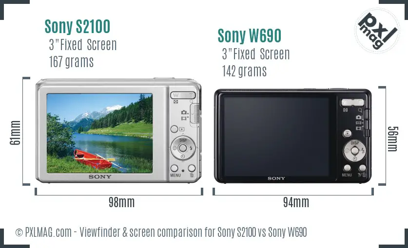 Sony S2100 vs Sony W690 Screen and Viewfinder comparison