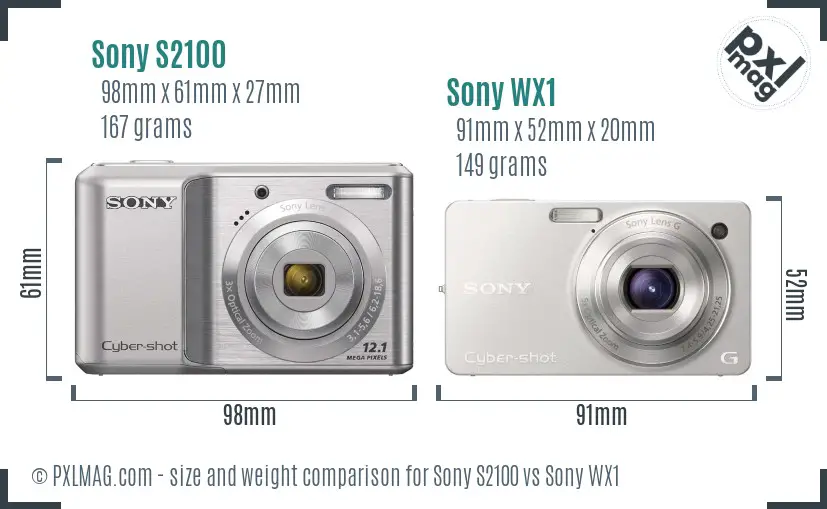Sony S2100 vs Sony WX1 size comparison