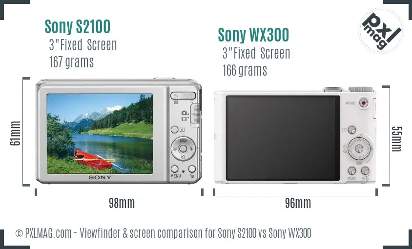 Sony S2100 vs Sony WX300 Screen and Viewfinder comparison
