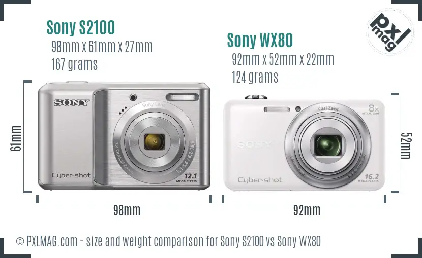 Sony S2100 vs Sony WX80 size comparison