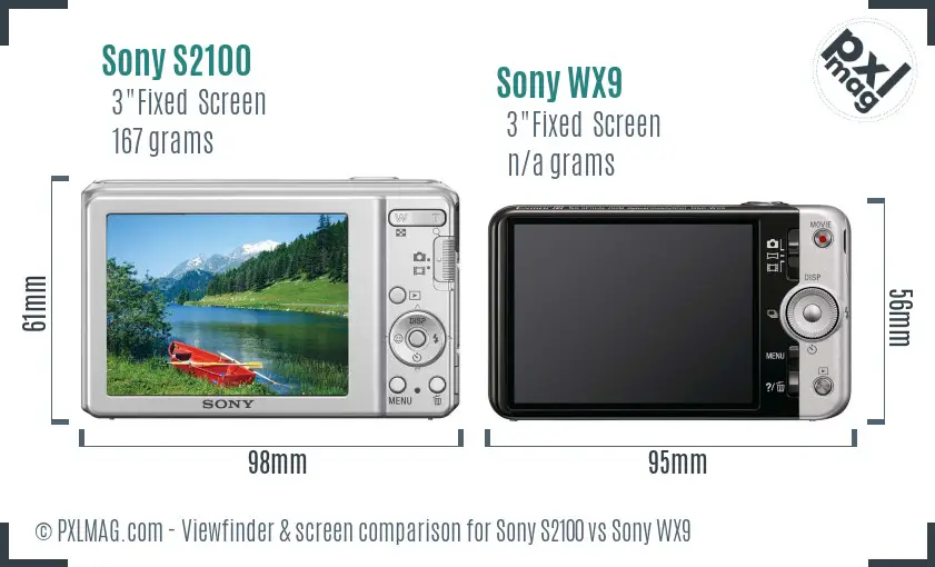 Sony S2100 vs Sony WX9 Screen and Viewfinder comparison
