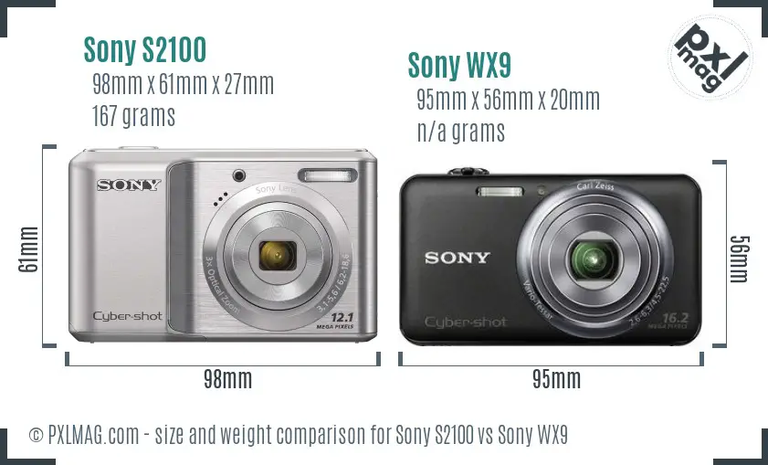 Sony S2100 vs Sony WX9 size comparison