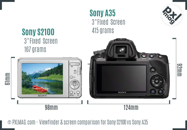 Sony S2100 vs Sony A35 Screen and Viewfinder comparison