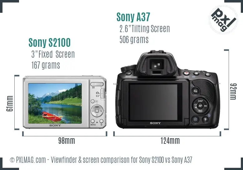 Sony S2100 vs Sony A37 Screen and Viewfinder comparison