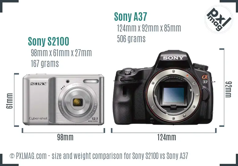 Sony S2100 vs Sony A37 size comparison