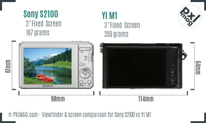 Sony S2100 vs YI M1 Screen and Viewfinder comparison