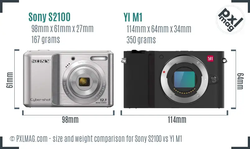 Sony S2100 vs YI M1 size comparison