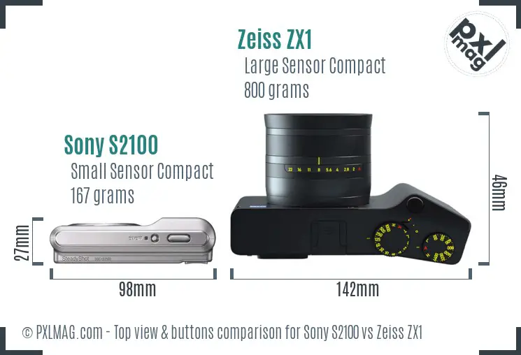 Sony S2100 vs Zeiss ZX1 top view buttons comparison