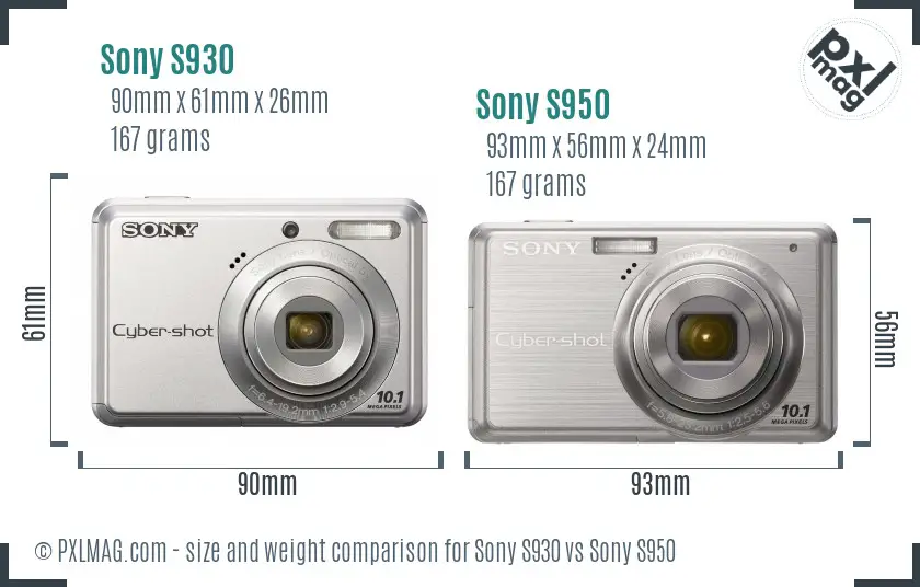 Sony S930 vs Sony S950 size comparison