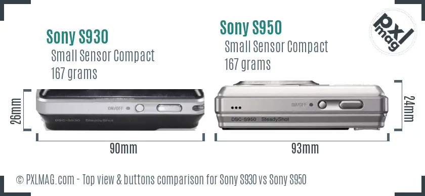 Sony S930 vs Sony S950 top view buttons comparison