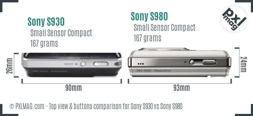 Sony S930 vs Sony S980 top view buttons comparison