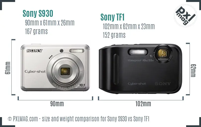 Sony S930 vs Sony TF1 size comparison