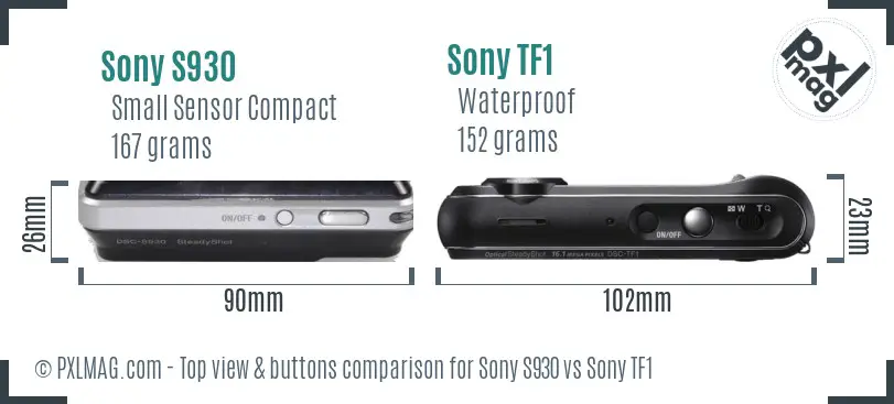 Sony S930 vs Sony TF1 top view buttons comparison