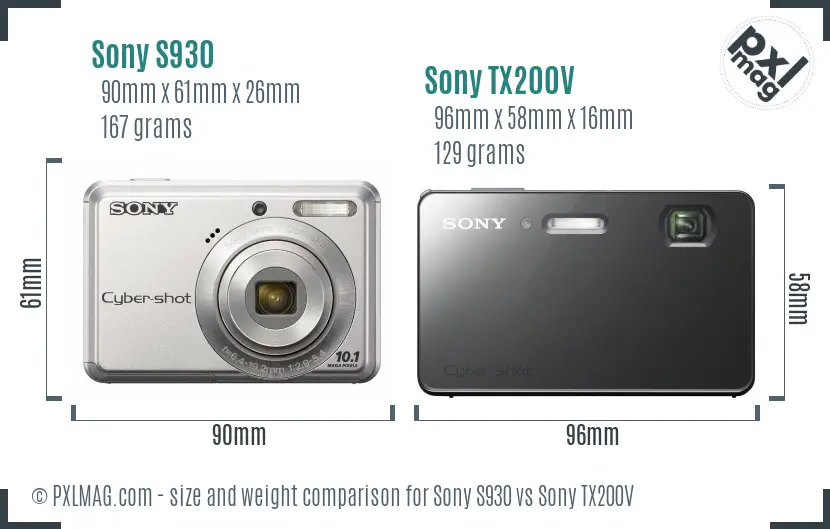 Sony S930 vs Sony TX200V size comparison