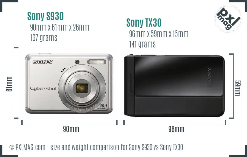 Sony S930 vs Sony TX30 size comparison