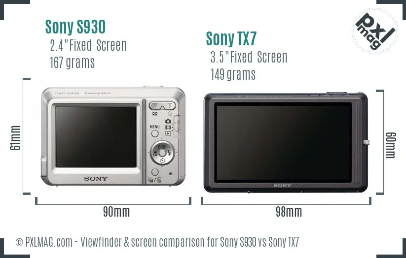 Sony S930 vs Sony TX7 Screen and Viewfinder comparison