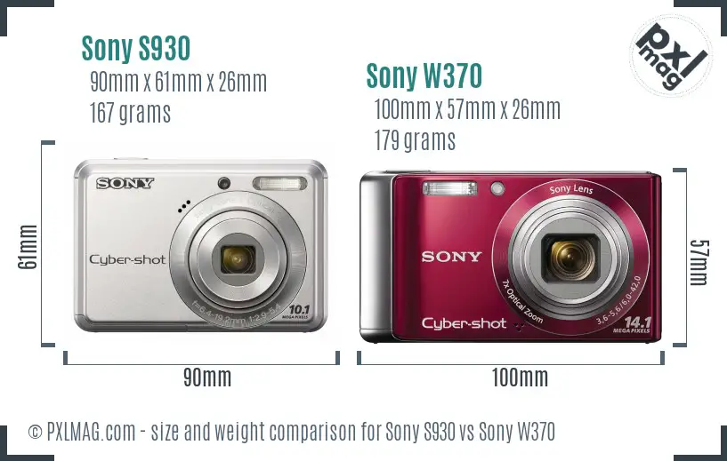 Sony S930 vs Sony W370 size comparison