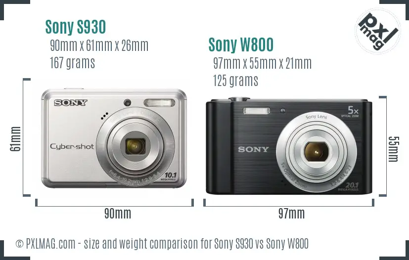 Sony S930 vs Sony W800 size comparison