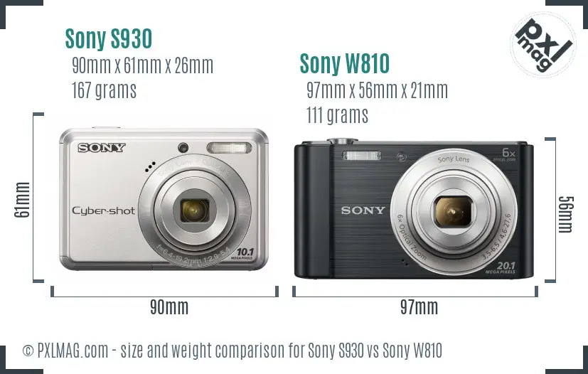 Sony S930 vs Sony W810 size comparison