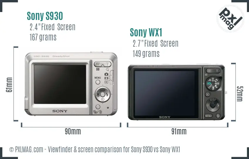 Sony S930 vs Sony WX1 Screen and Viewfinder comparison