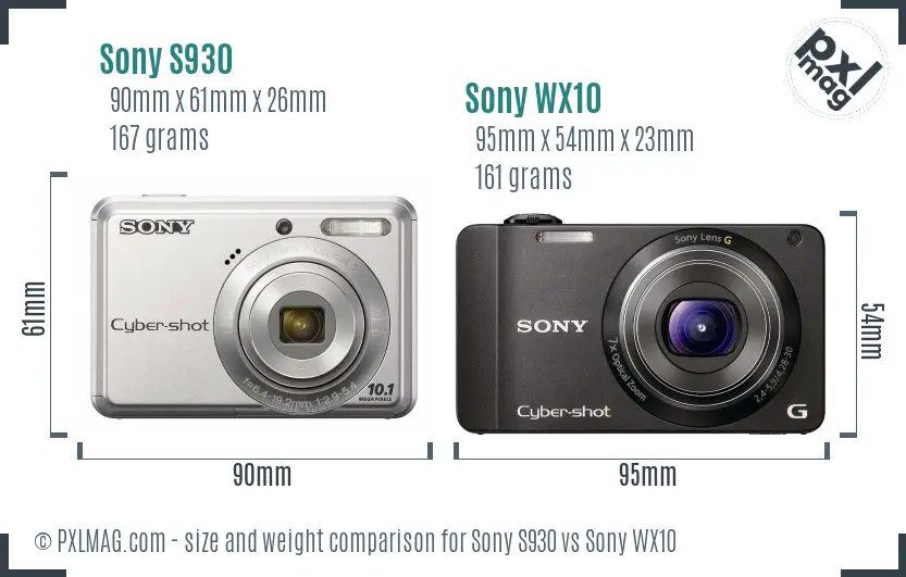 Sony S930 vs Sony WX10 size comparison