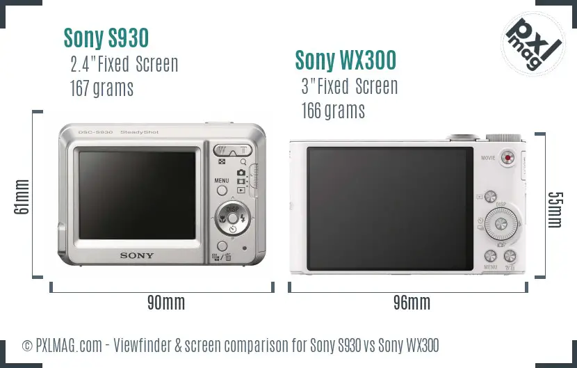 Sony S930 vs Sony WX300 Screen and Viewfinder comparison