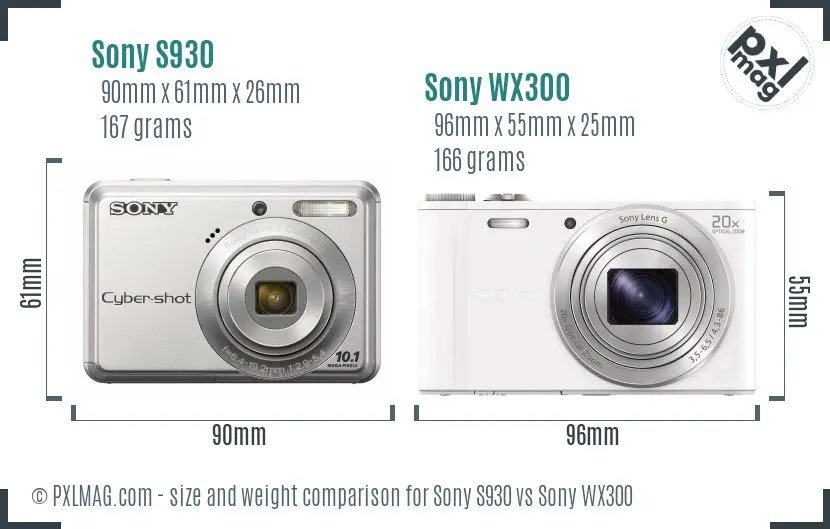 Sony S930 vs Sony WX300 size comparison