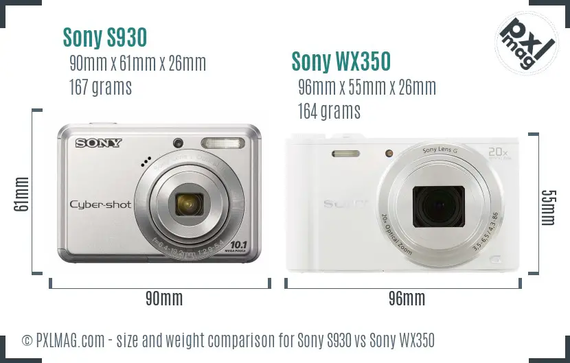 Sony S930 vs Sony WX350 size comparison