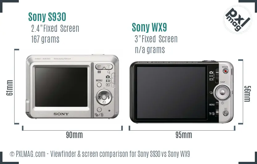 Sony S930 vs Sony WX9 Screen and Viewfinder comparison