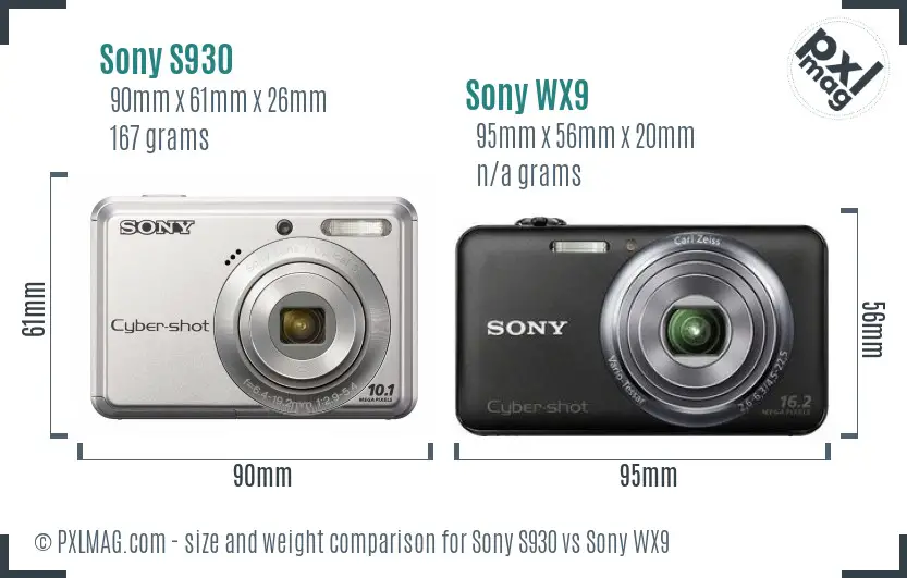 Sony S930 vs Sony WX9 size comparison