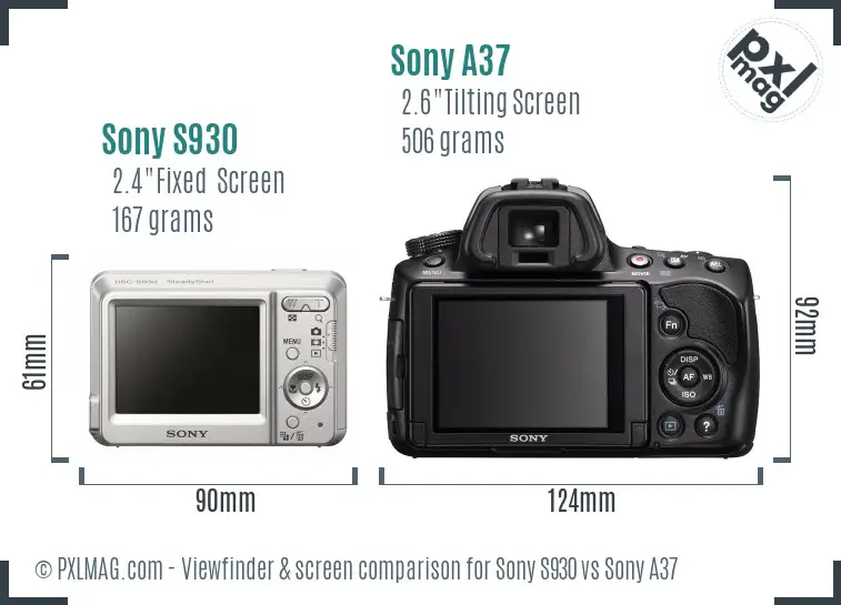 Sony S930 vs Sony A37 Screen and Viewfinder comparison