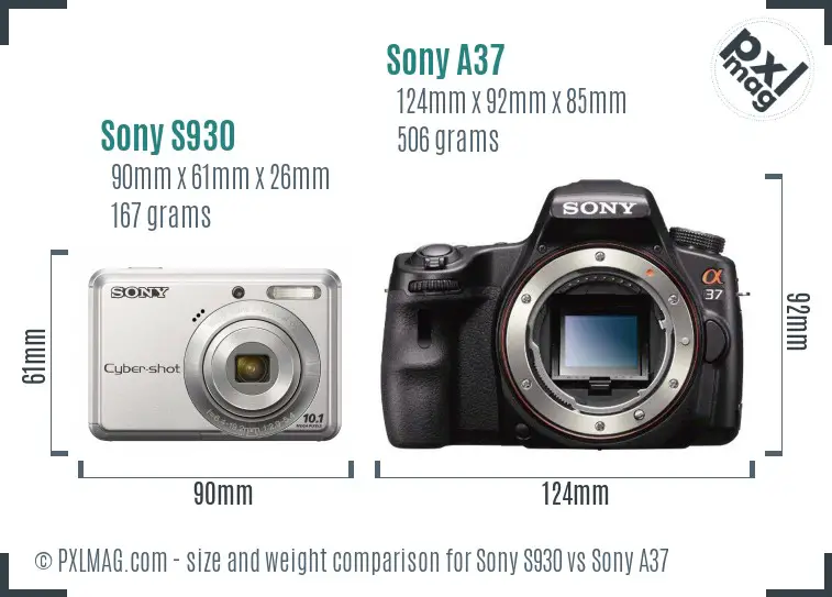 Sony S930 vs Sony A37 size comparison