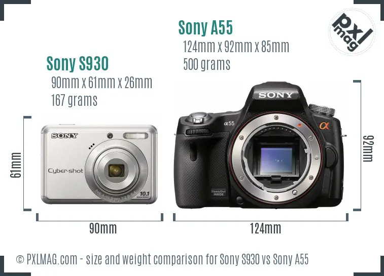 Sony S930 vs Sony A55 size comparison