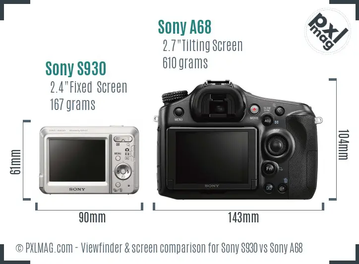 Sony S930 vs Sony A68 Screen and Viewfinder comparison