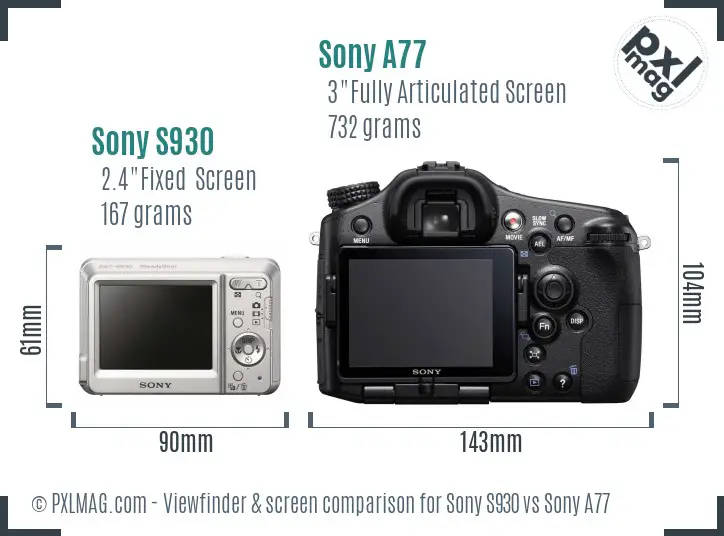 Sony S930 vs Sony A77 Screen and Viewfinder comparison