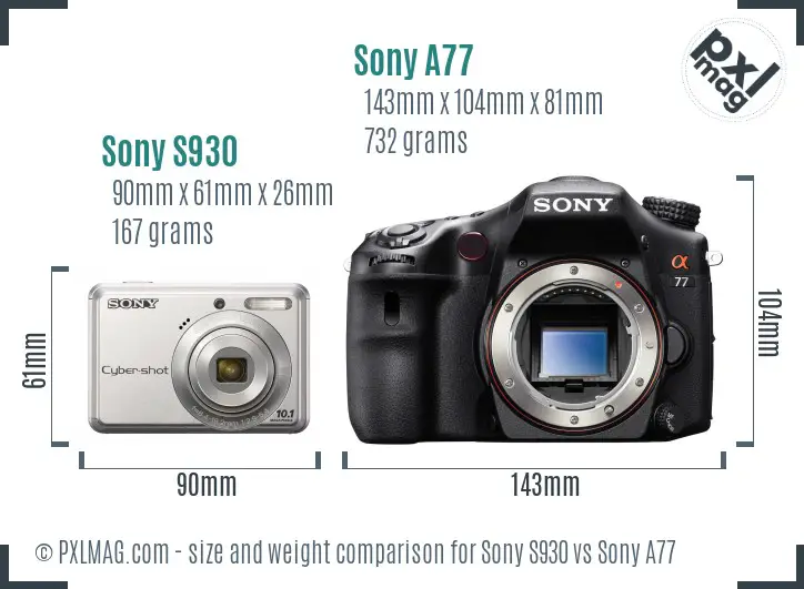 Sony S930 vs Sony A77 size comparison