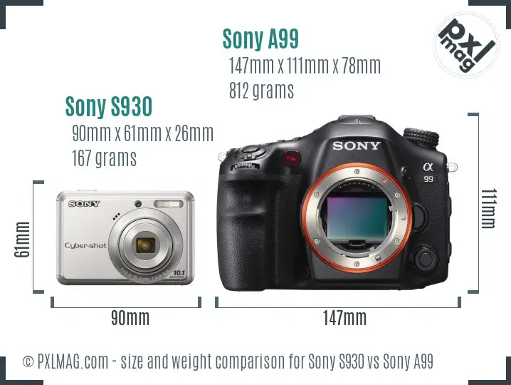 Sony S930 vs Sony A99 size comparison